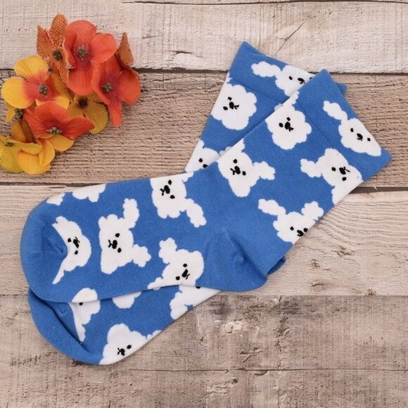 Andi Larose Womens Puppy Dog Pattern Socks White on Blue Gift Packaged - Picture 5 of 10